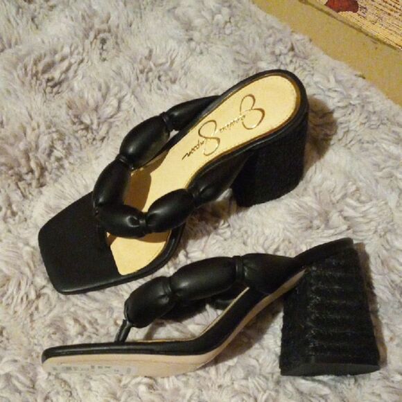 NWT Jessica Simpson Black Chunky Heel Sandals - Picture 3 of 4